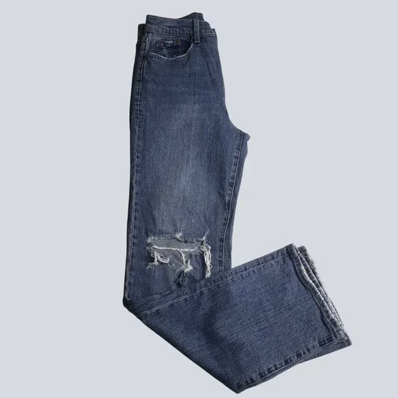 Pistola Distressed Blue Denim Jeans High rise Sz 26 Ripped knee Straight Leg - Picture 10 of 10